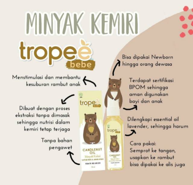 TROPEE BEBE Minyak Kemiri Candlenut Oil / Minyak Kukui 100ml