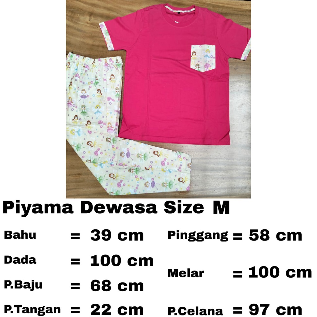 Piyama Tidur Dewasa Katun Kartun Set Celana Panjang Remaja Anak Dingin Adem