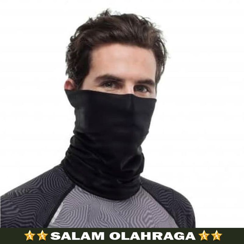 BAF BUF HITAM POLOS masker motor bandana slayer kain pria wanita