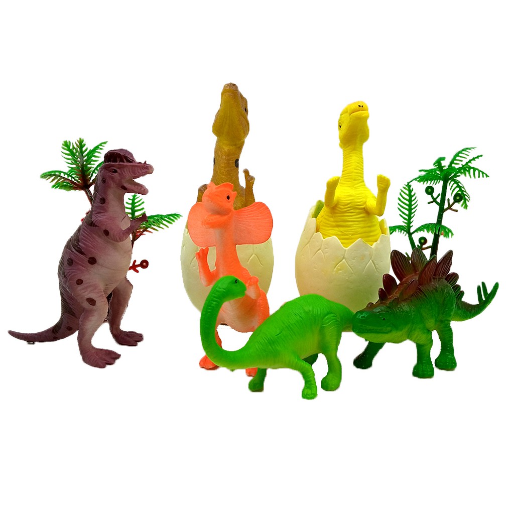 Set Dinosaurus Karet dan Telur Menetas Mainan Miniatur Dino