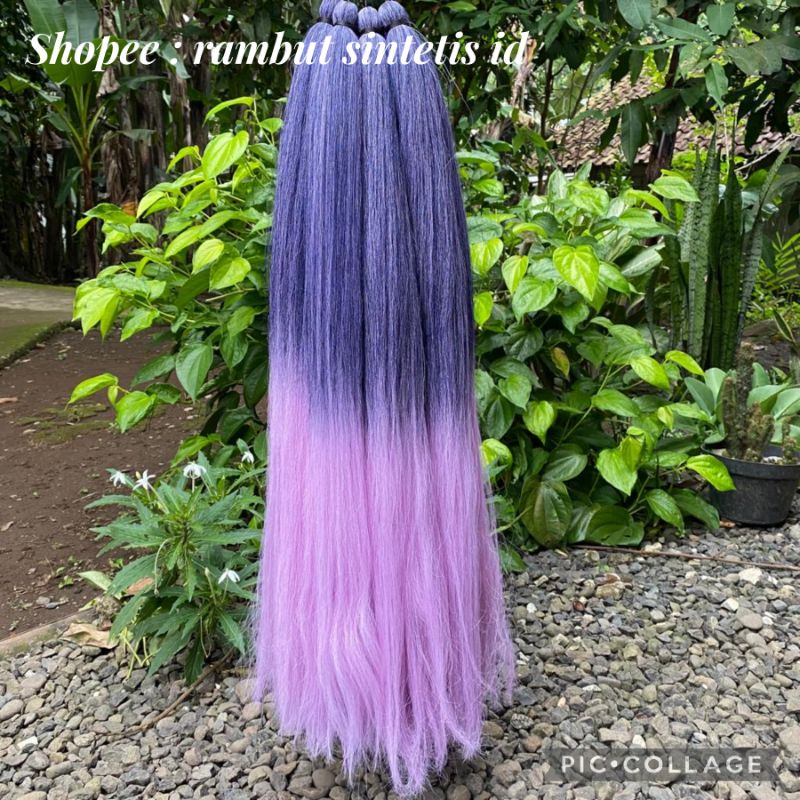 Cemara Ombre Mix 2warna Extension Rambut Sintetis | Rambut sambung panjang 90cm