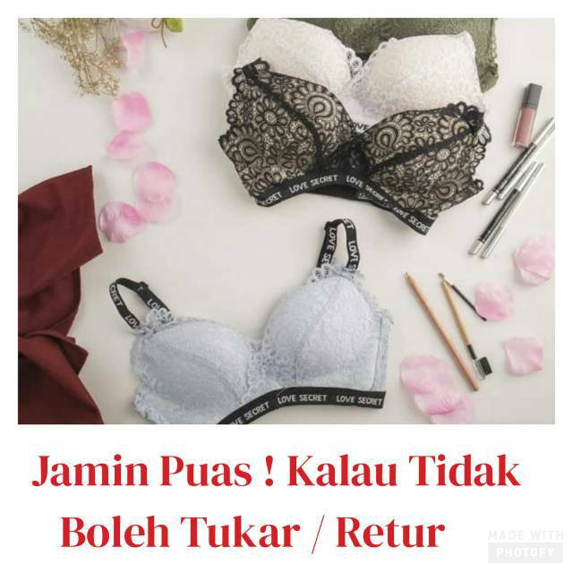 BH Bra MYSTIQUE WOMEN Love Secret Padded Wire Free Push Up Bra BH tanpa kawat