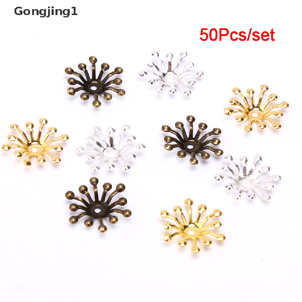 Gongjing1 50Pcs Konektor Bunga Kerawang Vintage Handmade DIY Bahan Metal