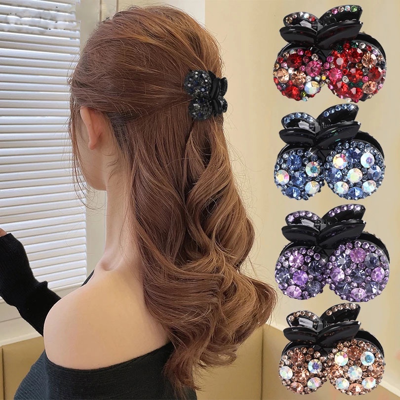 Rhinestone Cherry Small Hair Claw Diamond Hair Clip Fashion Hairpin Women Hair Accessories