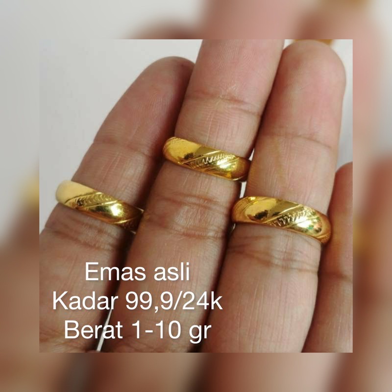 Cincin emas asli kadar 99,9/24k cincin nikah tunangan dan jadian