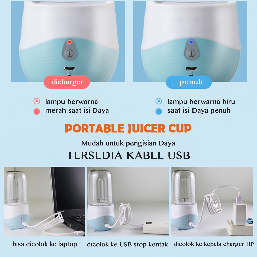 [SHIYAN] Blender Jus Portable / Blender Juicer Cup USB Rechargeable / Juicer Mini Electric Belender