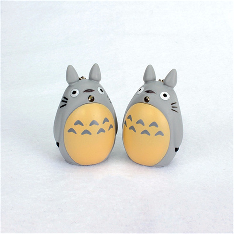 1pc Gantungan Kunci Action Figure Anime Spirited Away Totoro Dengan Lampu LED + Suara