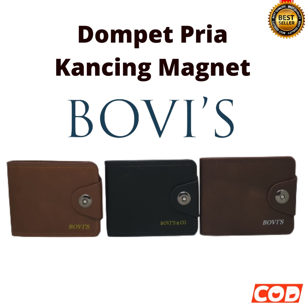 Dompet Pria Import Original Bovis Model Kancing Magnet Bahan Premium Distro Berkualitas Harga Terjangkau Tipe Keren Anak Muda