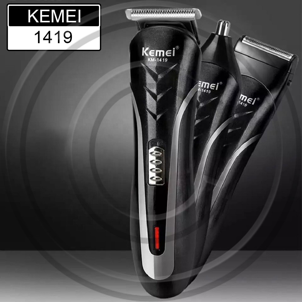 KEMEI / KM-1419 / Alat Cukur Pria 3in1 (Rambut, Kumis / Jenggot, Hidung)