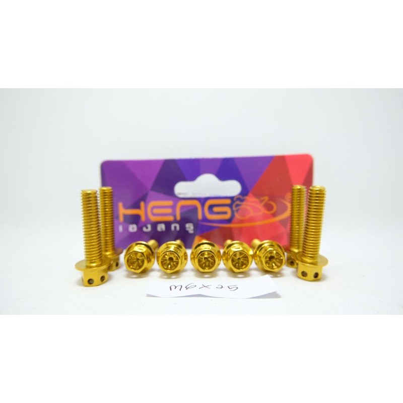 baut probolt flower gold 2tone HENG m6x25 6x25 drat 10 panjang 2,5cm ORIGINAL THAILAND bos