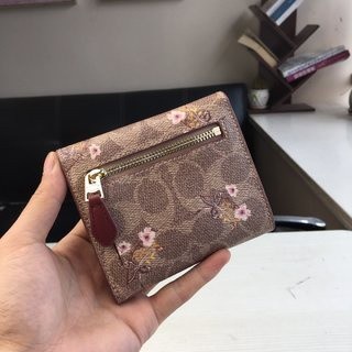 Coach Small Wallet In Signature Camvas With Floral