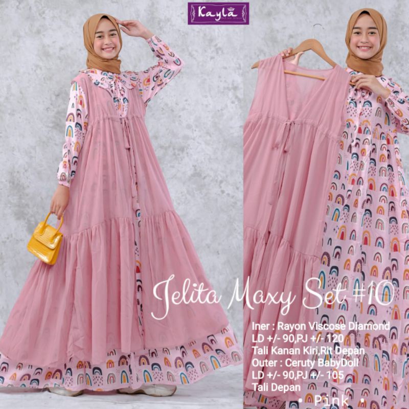 BEST SELLER JELITA MAXY SET #10 GAMIS ROMPI ANAK PEREMPUAN BY KAYLA