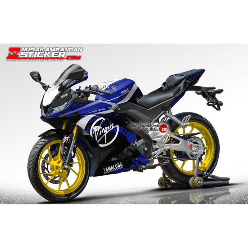 Decal Stiker Motor Yamaha R15 V3 Full Body Biru Hitam Virgin Racing Team Sticker Custom Variasi Moti