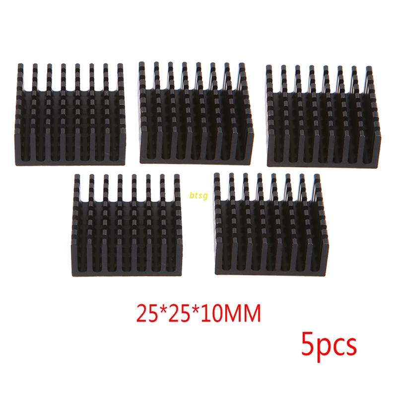 Btsg 5pcs Chip Radiator Heatsink 25x25 X 10mm Bahan Aluminum Untuk Pendingin Komputer