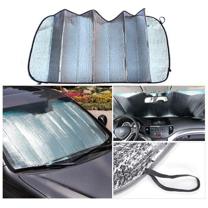 Cover Pelindung Kaca Depan Belakang Mobil Bahan Aluminum Foil Warna Silver