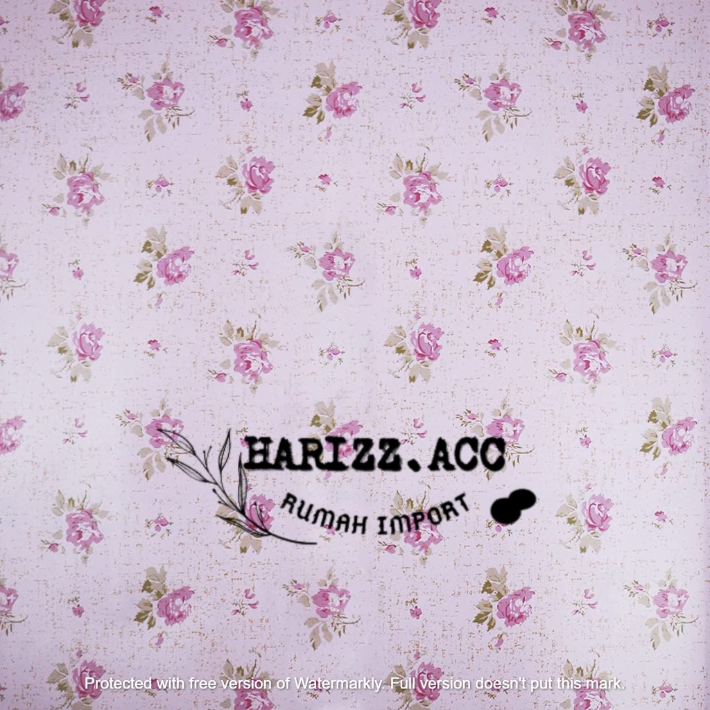 Wallpaper stiker dinding motif bunga kecil dasar pink