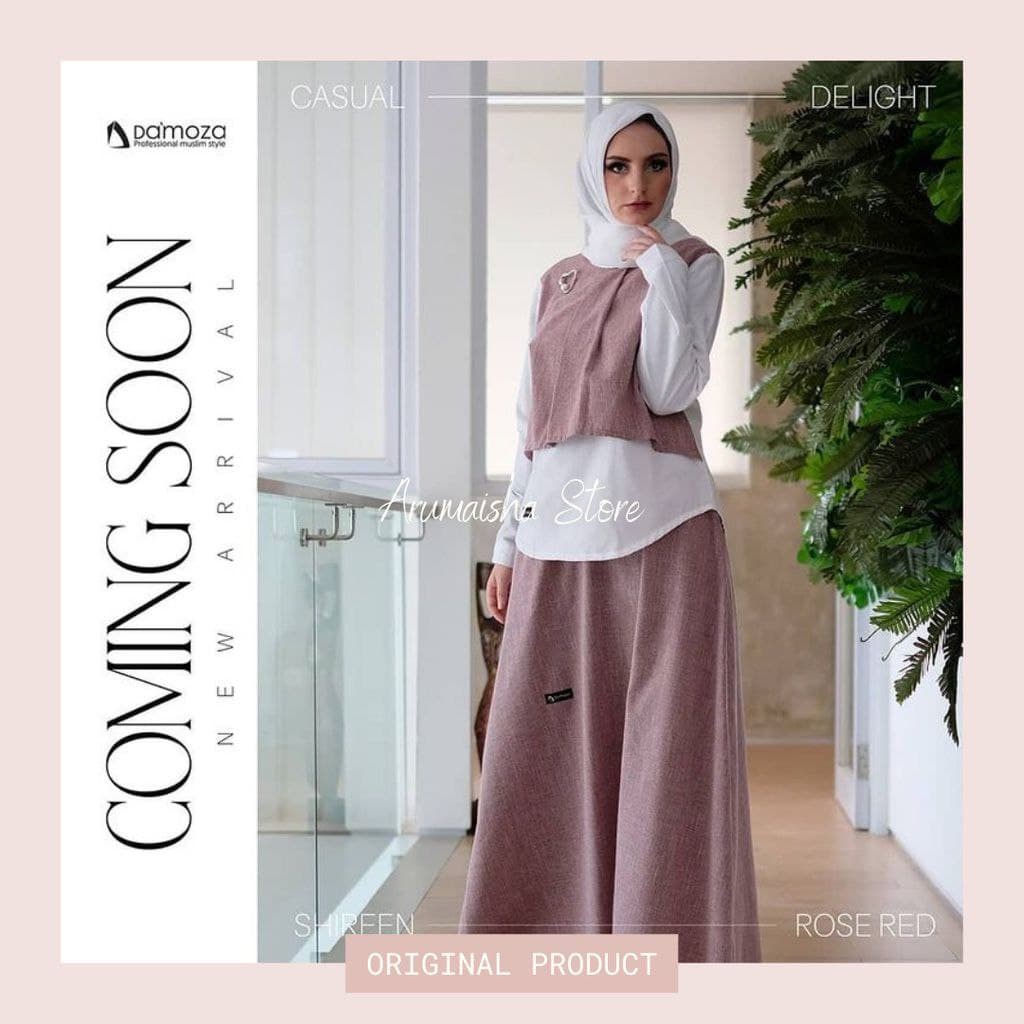 DAMOZA Shiren Rose Oneset Rok Tunik Bahan Katun Premium Gamis Set Kuliah Kantor Kerja Casual Formal 