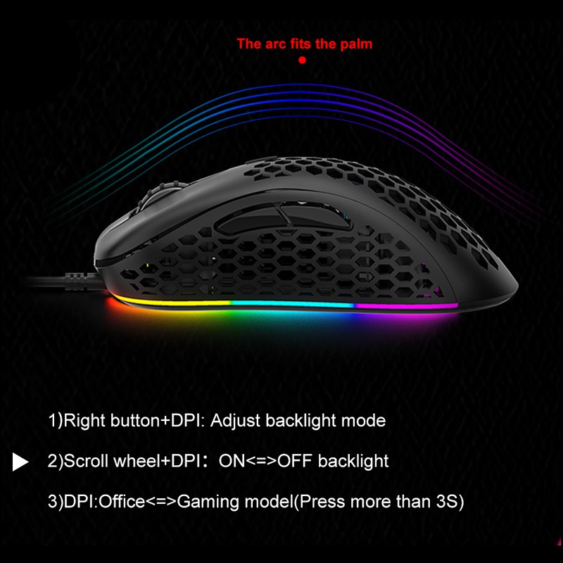 Mouse Gaming Honey Comb AULA F-810 RGB-6400DPI-Macro-7Button-AULA F810