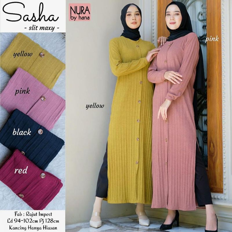 sasha slit maxy ori nura by hana / maxy rajut import