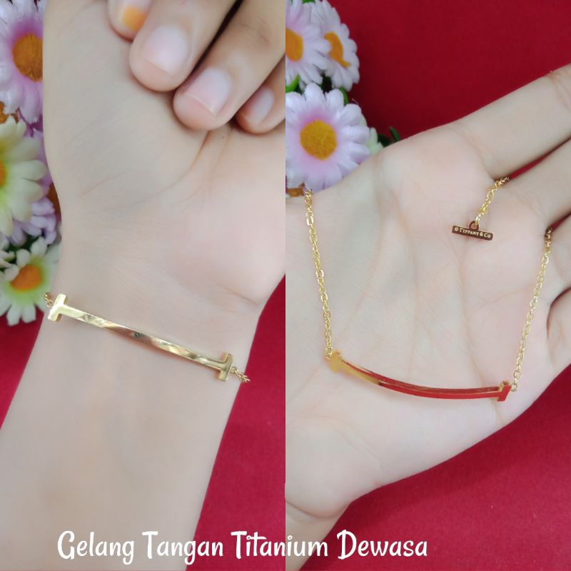 TITANIUM SMILE/GELANG DEWASA TITANIUM/PERHIASAN/TITANIUM GOLD/TITANIUM/ RANTAI TITANIUM/GELANG GOLD