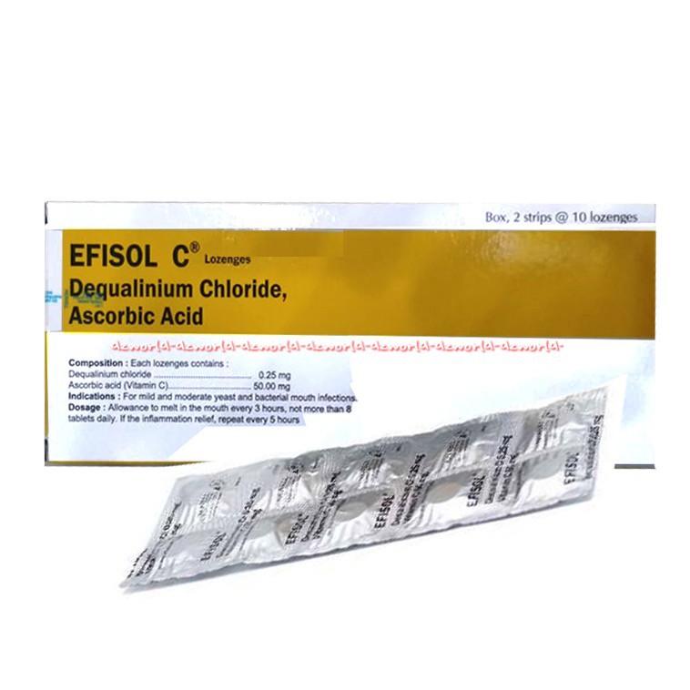 Efisol 20 Kapsul tablet hisap untuk mengobati sariawan Sakit Tenggorokan infeksi Jamur mulut