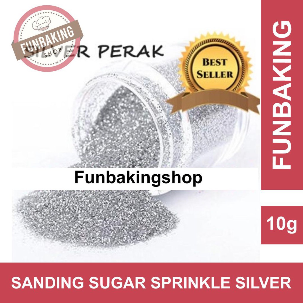 

FunBaking - 10GR SANDING SUGAR SILVER PERAK SPRINKLES EDIBLE SPRINKLE