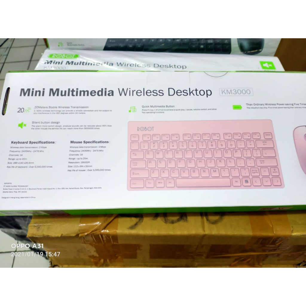 keyboard mouse mini wireles robot km3000 original 100% garansi resmi 1tahun suport tv android