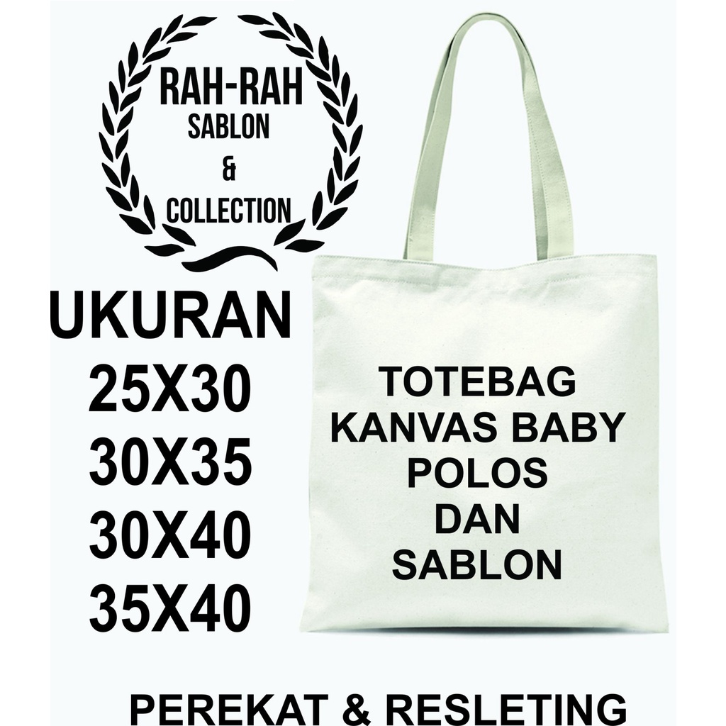 Tas Totebag Kanvas Baby Putih Polos dan Sablon - PEREKAT