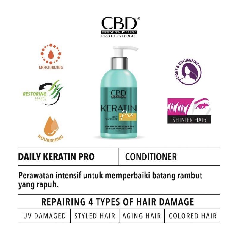 CBD profesional keratine pro daily shampo dan conditioner masker 250 ml