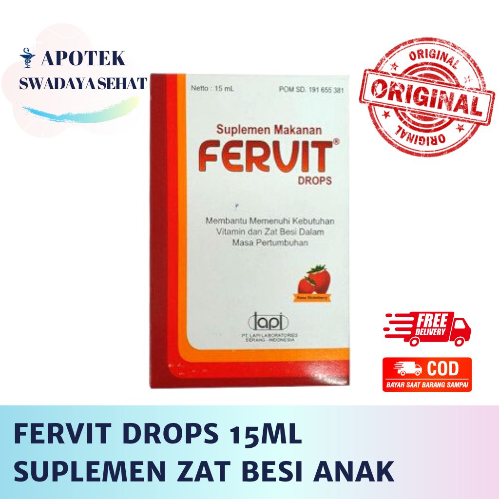 FERVIT DROPS 15 ML - Suplemen Vitamin Zat Besi Zink Masa Pertumbuhan Anak Drop