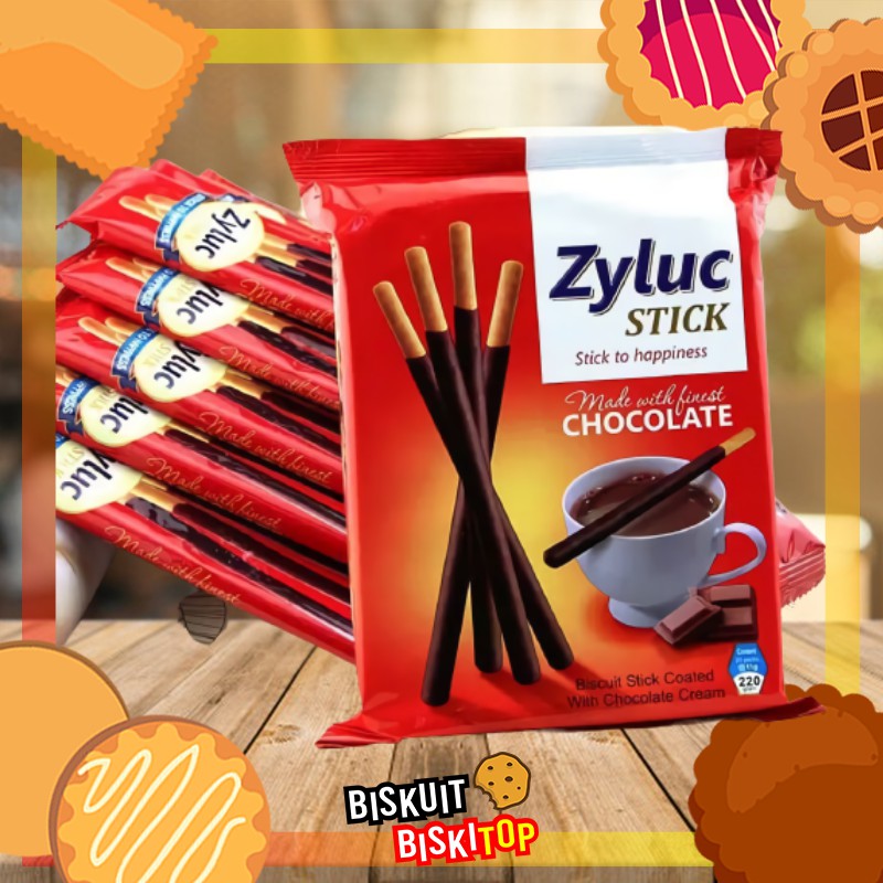 

B. BISKITOP - ZYLUC STICK 220g Biskuit Cemilan Dewasa Anak Enak Renyah Rasa Cokelat Terbaru Lezat