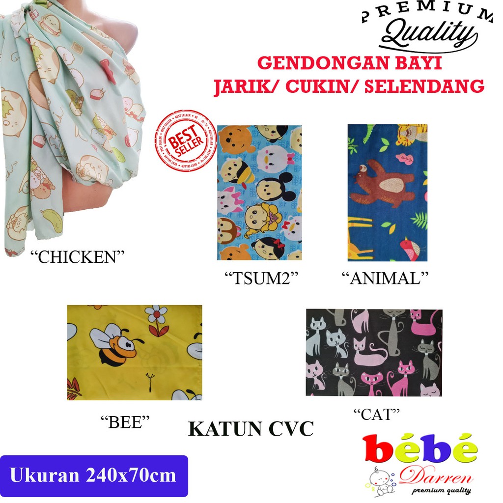 Gendongan  SELENDANG Bayi Kain Jarik SEWEK MODERN Cukin Motif Karakter BABY SLING TANPA RING