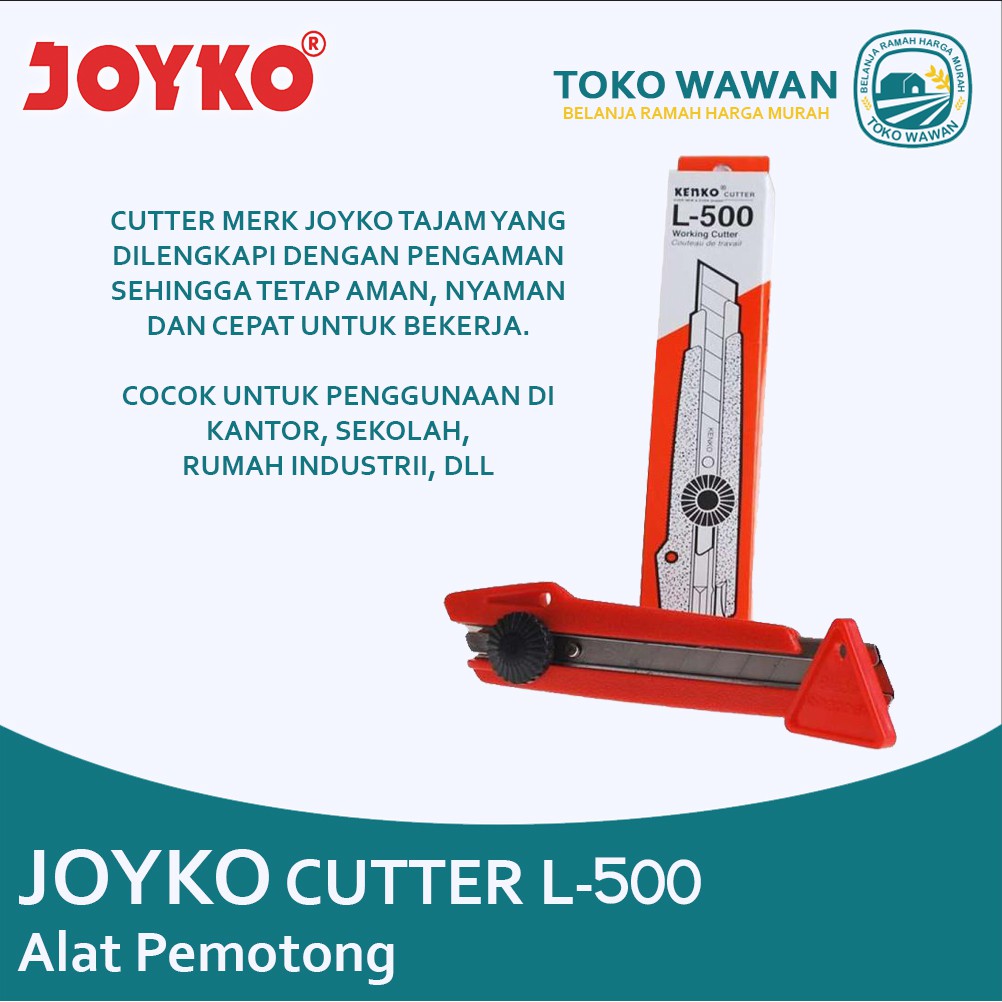 

Cutter Joyko L-500 L500 Besar Pemotong Kertas 18 MM Blade Pisau Cuter
