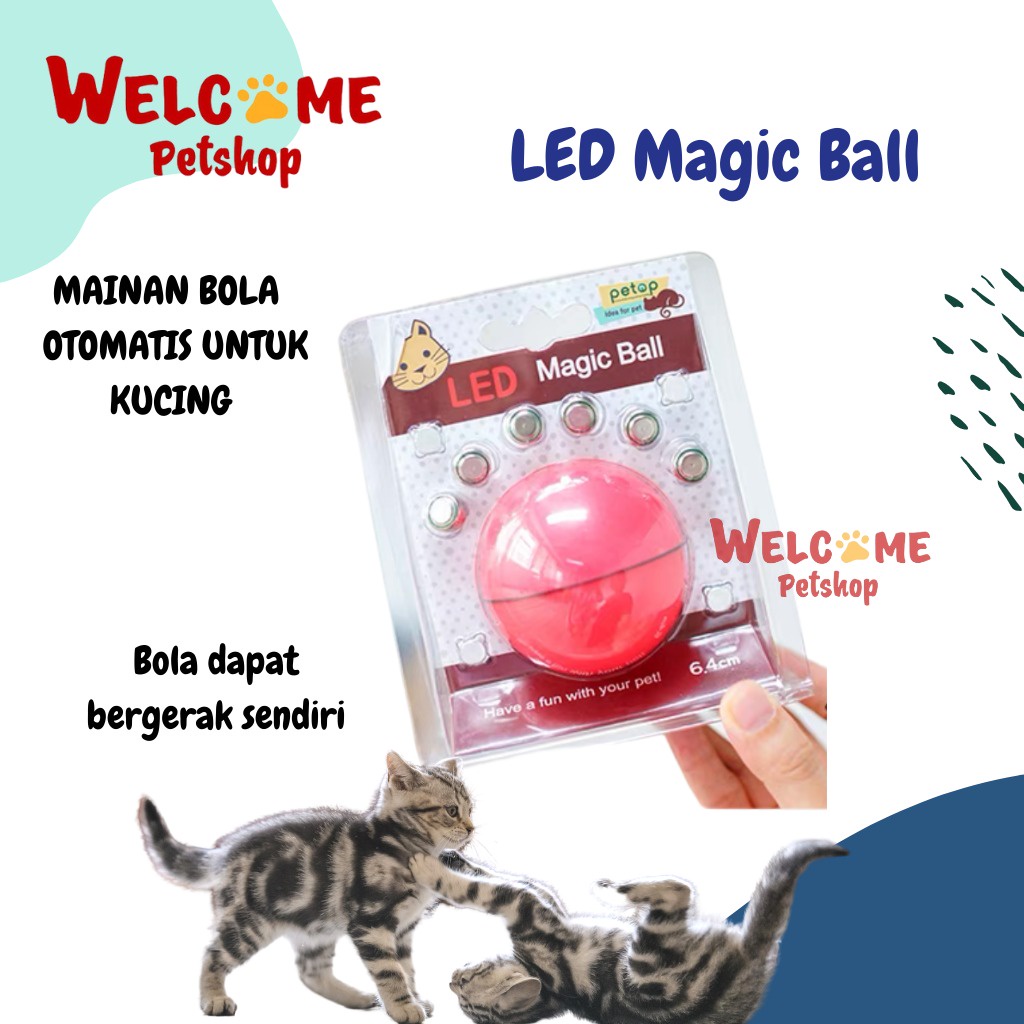 LED Magic Ball / Mainan Kucing Anjing Otomatis Gerak Bola Laser