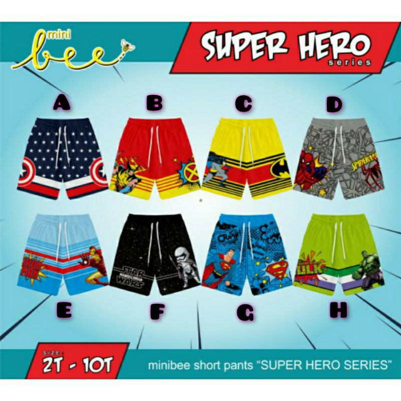 Celana Pendek Superhero by Minibee / Shortpants Minibee Superhero