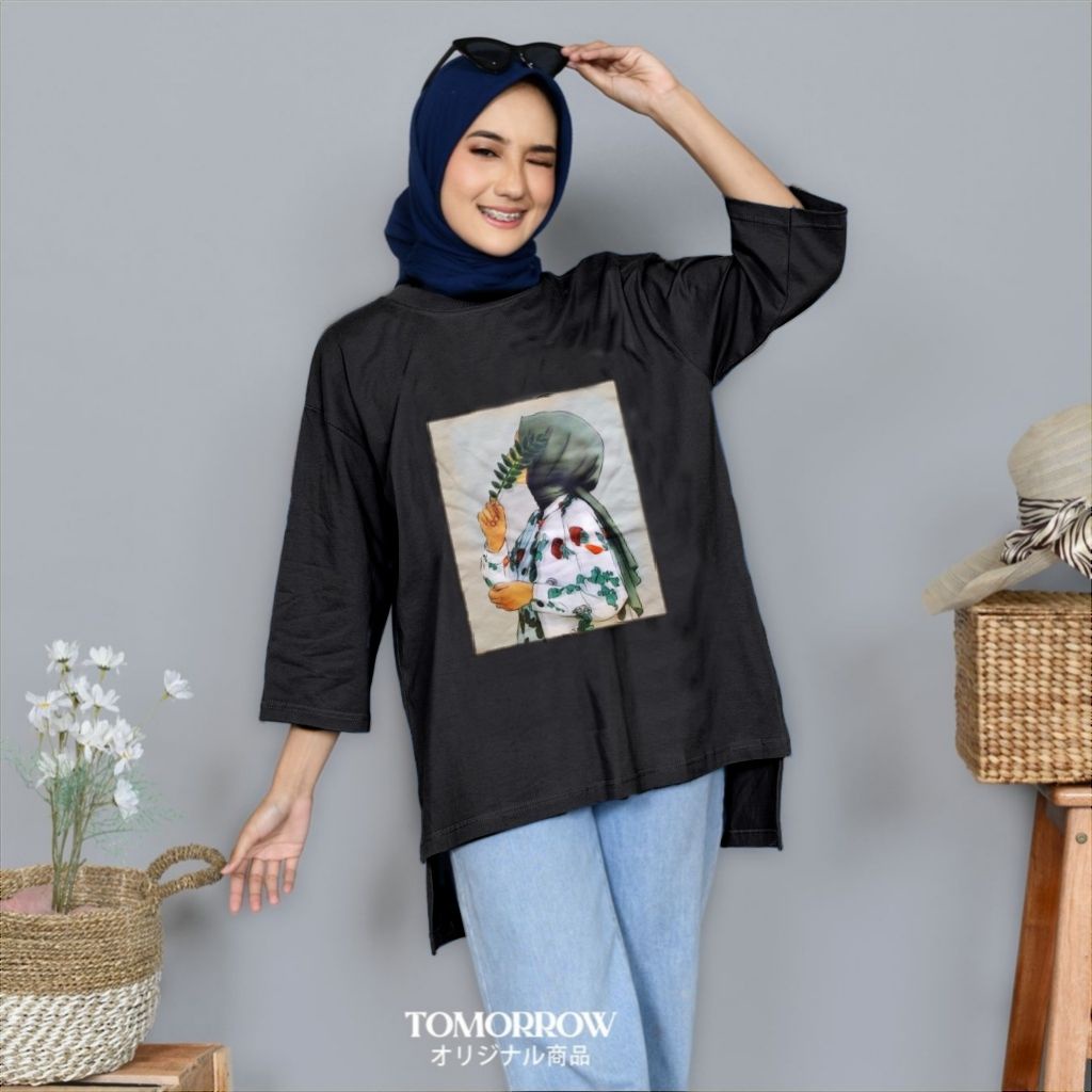 Rona Top Blouse Wanita  Import BabyTeri  Atasan Wanita Lengan 7/8 Baju Top Kekinian