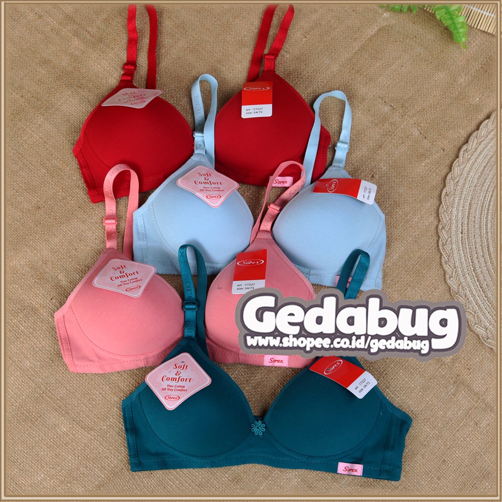 Bra BH Sorex 17227 Tanpa Kawat Busa Tipis Cup A-B | Bra Sorex Soft &amp; Comfort - Gedabug