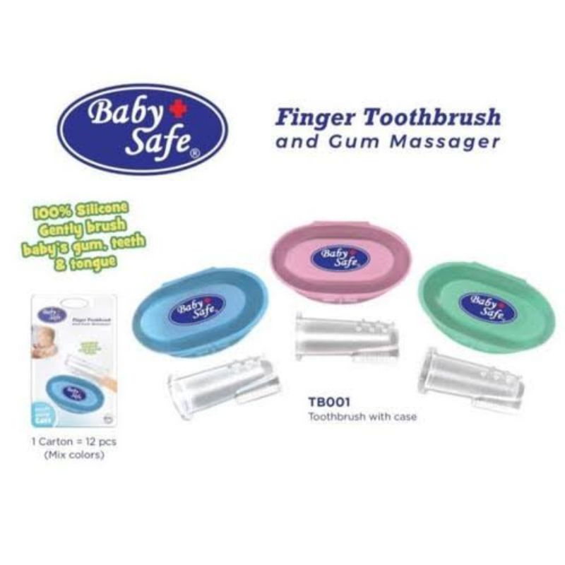 Baby Safe Silicone Finger Toothbrush &amp; Gum Massager TB001 - Babysafe Sikat Lidah Gigi Bayi