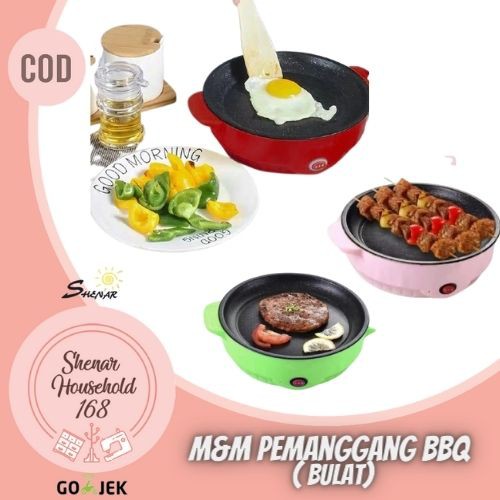 TERBARU KOREAN PAN ALAT PEMANGGANG LISTRIK GRILL BULAT BBQ PANCI GORENG JUMBO SOSIS ROTI MIE ,SHENAR