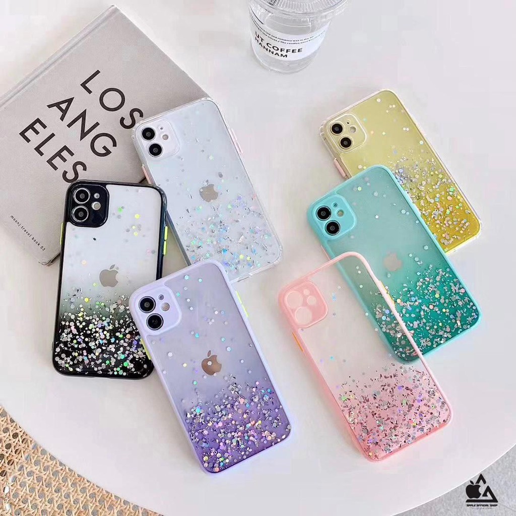 SOFT CASE CANDY CLEAR GLITER iPhone 7+ 8+ XR X XS MAX 11 11 PRO MAX 12 12 PRO MAX MINI  Bening  Gradasi Glitter Silikon Softcase