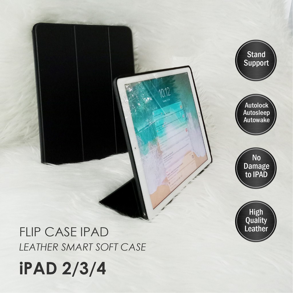 CASE IPAD 3 ORIGINAL LEATHER SMART CASING STAND SOFT COVER CASE KULIT PACKING IMPORT