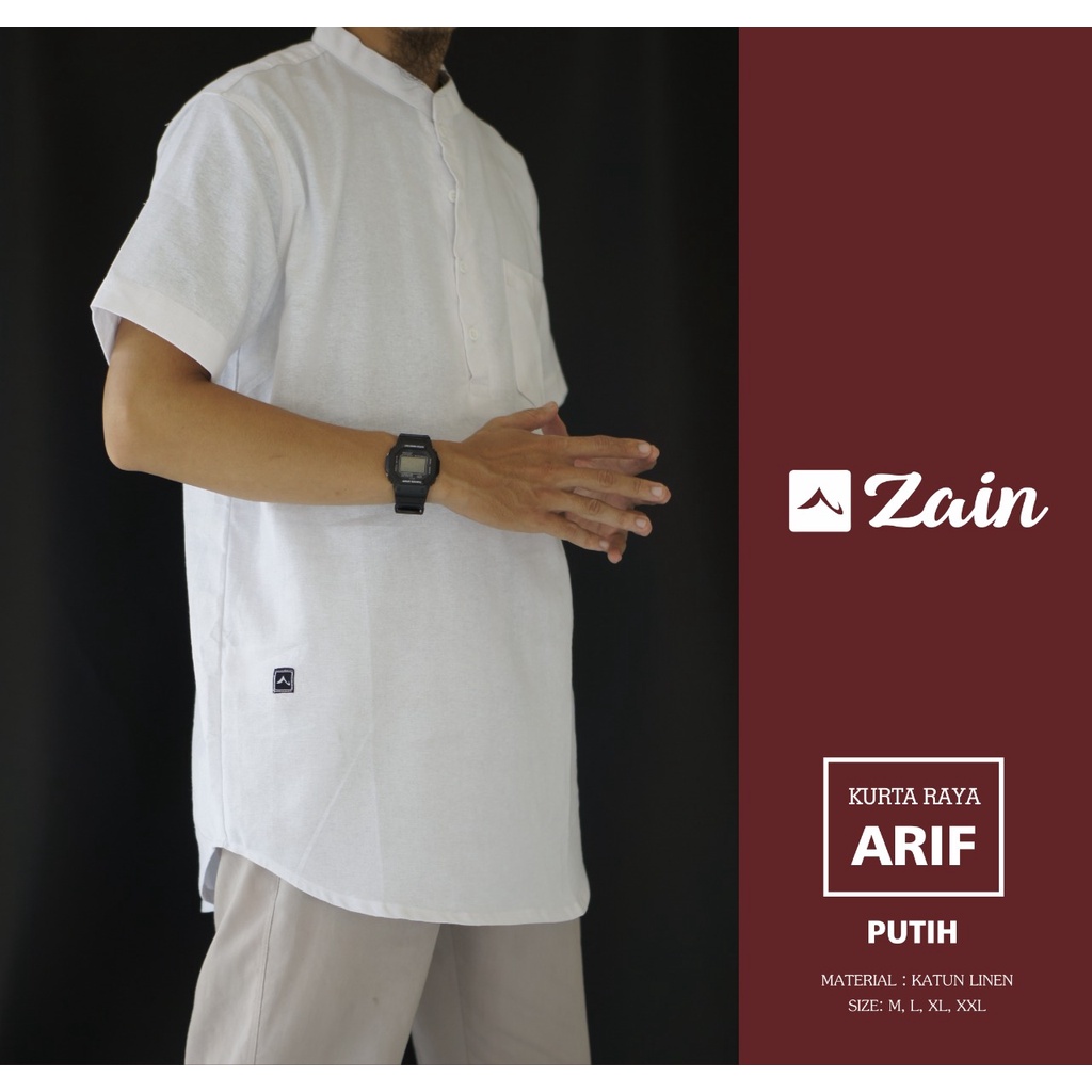 KURTA Raya ARIF Kurta Lengan Pendek Bahan Katun Linen