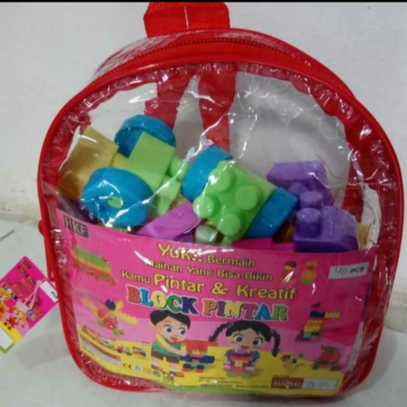 BALOK SUSUN ANAK TAS ISI 40 PCS MAINAN EDUKASI BLOCK