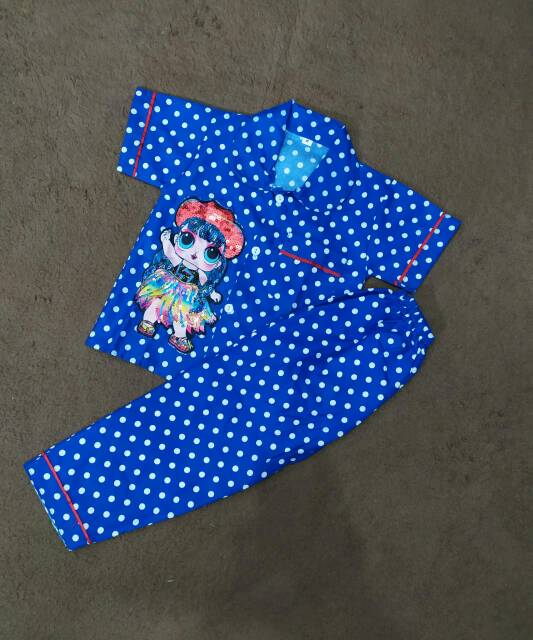 Piyama Anak/Baju Tidur LED Karater LOL untuk 1-5 Thn