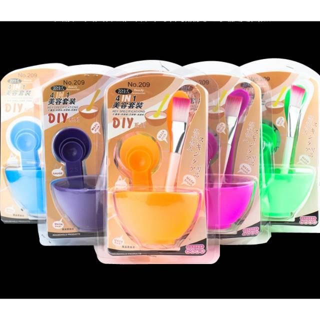 Mangkuk Masker Set Wajah Kosmetik DIY Kuas Murah 4 in 1 Mangkok Masker Set 4 In 1