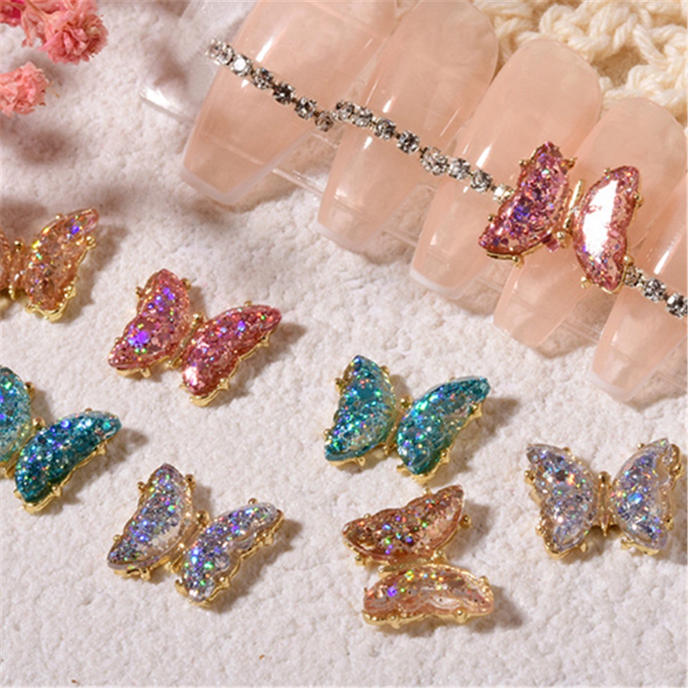 1pc Hiasan Kupu-Kupu 3D Bahan Resin Transparan Untuk Dekorasi nail Art DIY