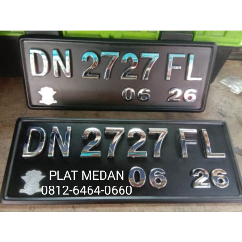 PLAT NOMOR MOTOR CEMBUNG CROME / 3D / TIMBUL