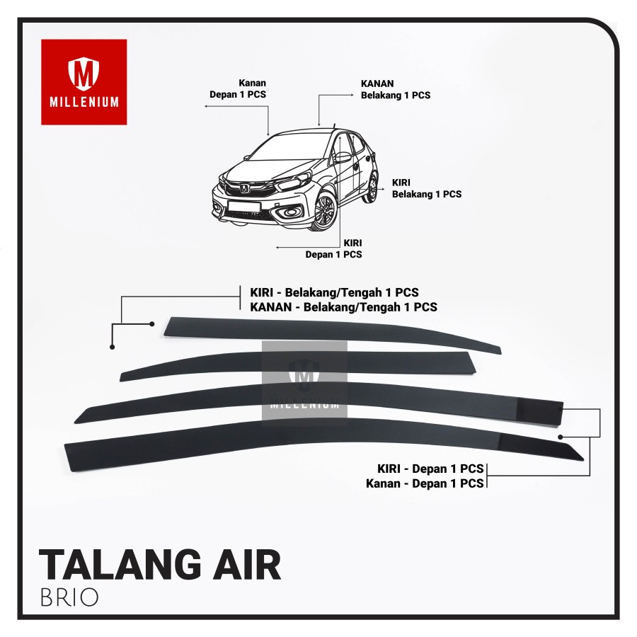 TALANG AIR PINTU MOBIL HONDA BRIO 2012 - 2017 MODEL FLAT