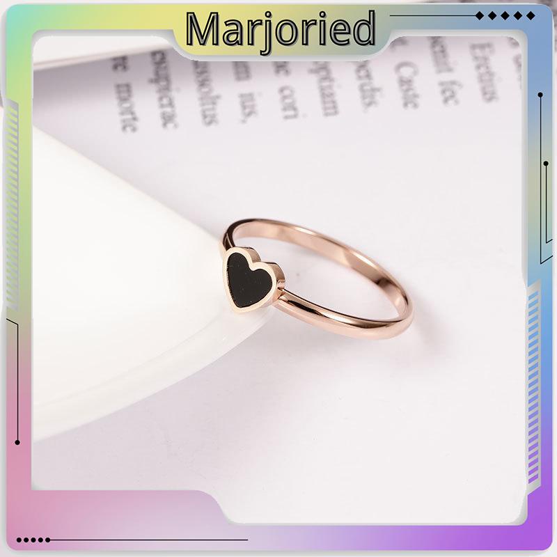 Korean Cinta Hati Cincin Titanium Lapisan Emas Model  Rose Gold-MJD