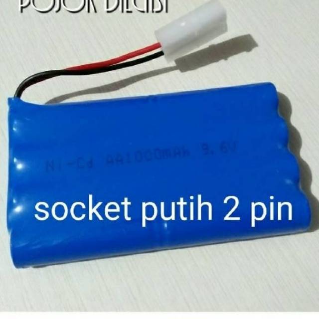 Baterai Mobil Remot RC 9,6V 1000mAh socket putih Batere Mainan Remote Control